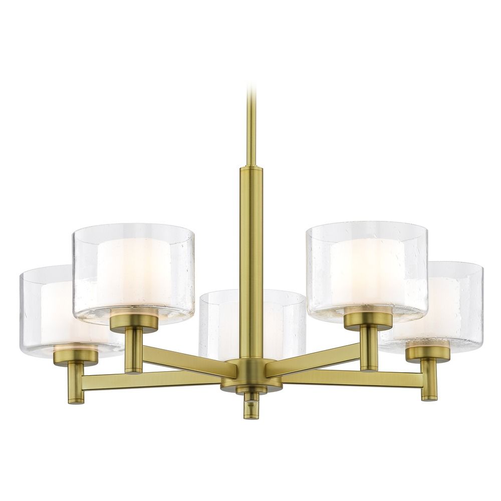 Seeded Glass Chandelier Brass By: Design Classics Lighting 