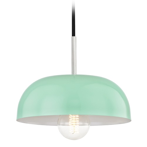 Mitzi Avery Polished Nickel / Mint Pendant Light with Bowl / Dome Shade by Mitzi by Hudson Valley