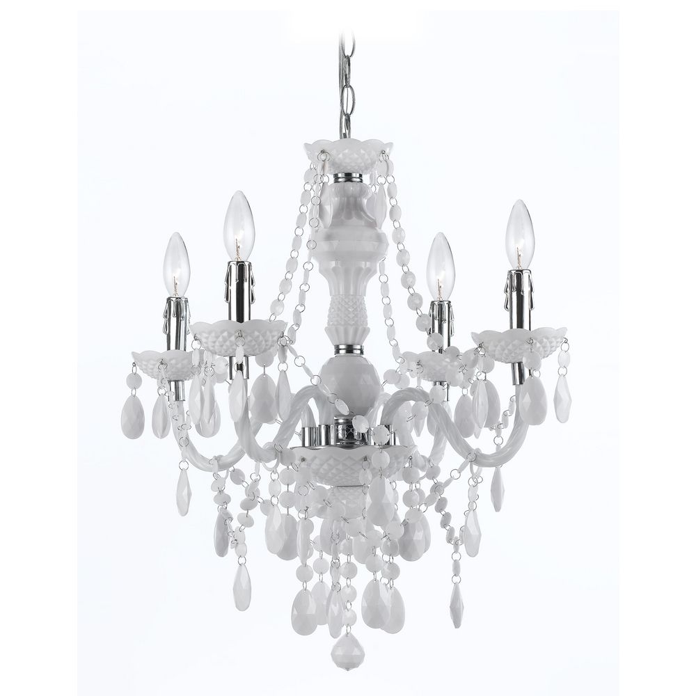 Plug-In Mini-Chandelier with Swag Kit in White Finish By: AF Lighting 