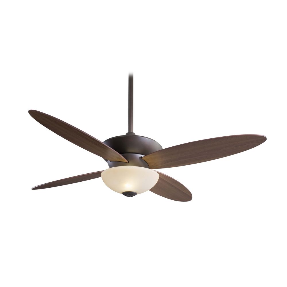 Modern Ceiling Fan with Light with Tinted Opal Glass in Bronze Finish By: Minka Aire 