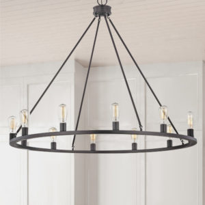 Bainbridge 12-Light Bronze Industrial Round Chandelier vintage lighting