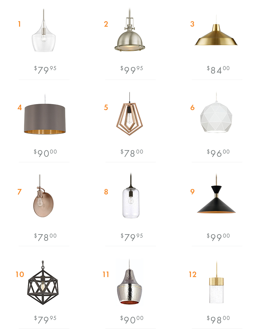 Pendant lighting $75 to $100