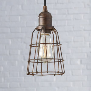 Industrial / Vintage Mini-Pendant Light with Cage Shade
