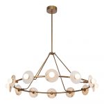 Dahlia 46.50-Inch LED Alabaster Chandelier in Brass by Alora Lighting