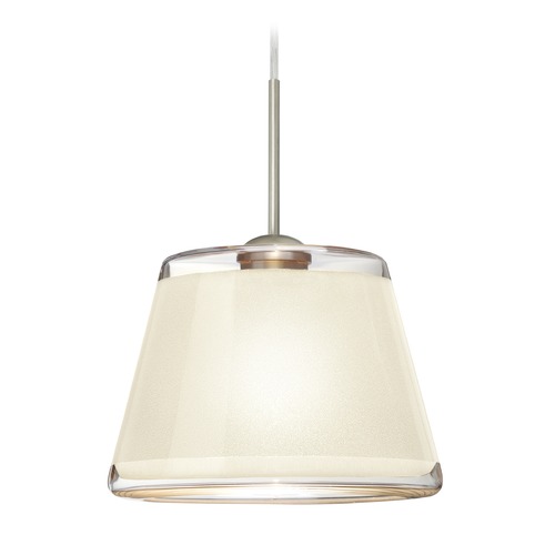 Besa Lighting Besa Lighting Pica Satin Nickel Mini-Pendant Light with Empire Shade 1JT-PIC9WH-SN