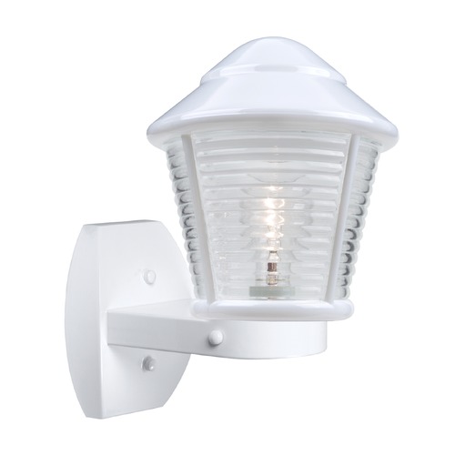 Ribbed Glass Outdoor Wall Light White Costaluz by Besa Lighting