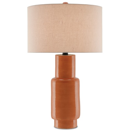 Currey and Company Lighting Currey and Company Janeen Orange / Satin Black Table Lamp with Drum Shade 6000-0192
