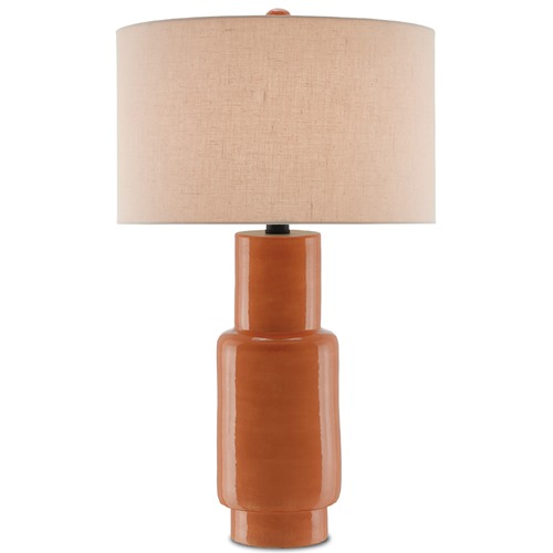 Currey and Company Janeen Orange / Satin Black Table Lamp with Drum Shade