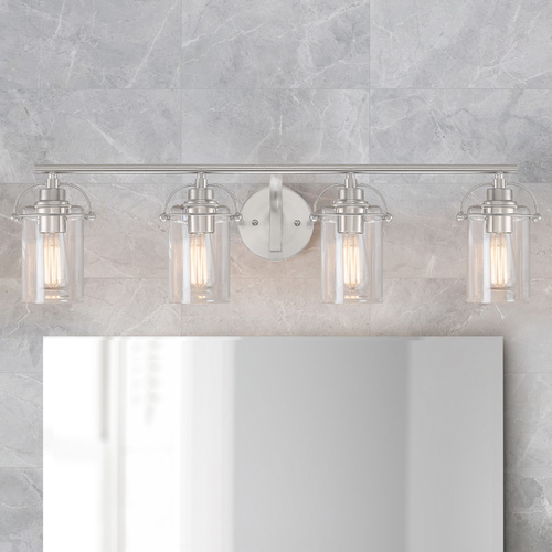 Emerson Brushed Nickel 4-Light Bathroom Light by Quoizel Lighting