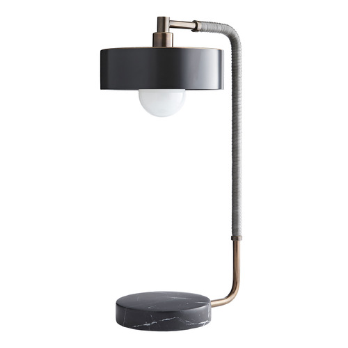 Aaron Table Lamp in Brass, Graphite Leather & Marble by Arteriors Home