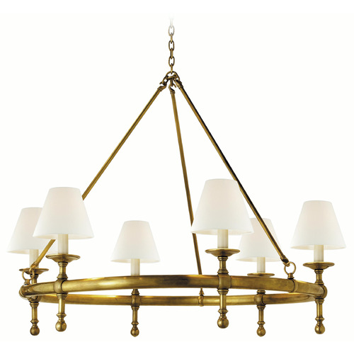 Visual Comfort Signature Collection Chapman & Myers Classic Hand-Rubbed Antique Brass Chandelier