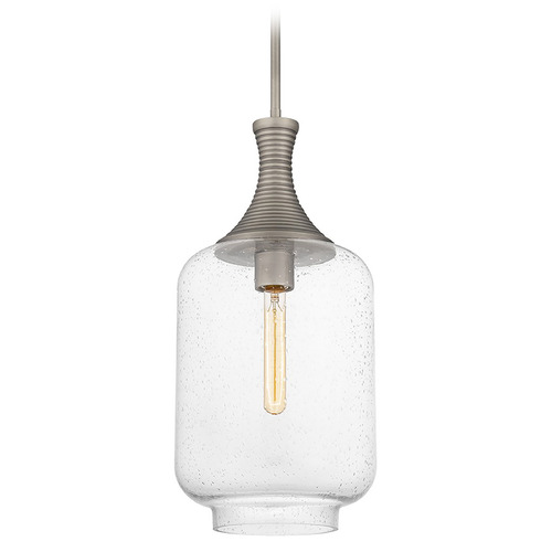 Quoizel Lighting Langley Antique Nickel Mini-Pendant Light with Cylindrical Shade