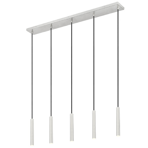 Z-Lite Z-Lite Forest Brushed Nickel LED Multi-Light Pendant with Cylindrical Shade 919MP12-5L-BN-LED