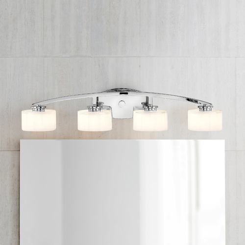 Hinkley Bathroom Light with White Glass in Chrome Finish 5594CM