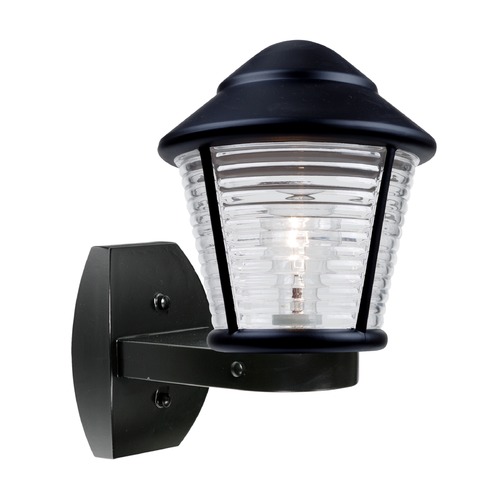 Ribbed Glass Outdoor Wall Light Black Costaluz by Besa Lighting