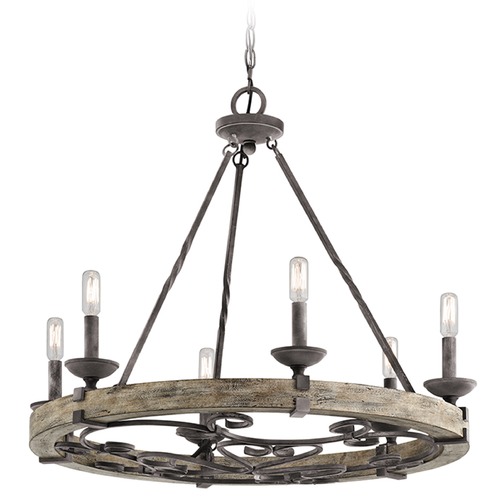 Taulbee 28.5-Inch Chandelier in Weathered Zinc Finish by Kichler Lighting