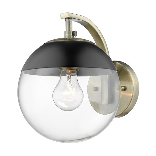 Golden Lighting Dixon Aged Brass Sconce by Golden Lighting 3219-1WAB-BLK