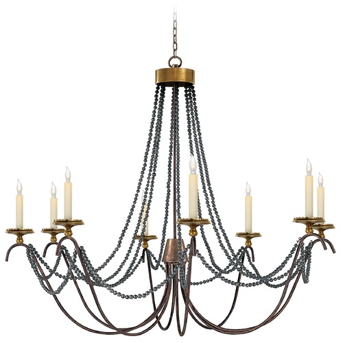 Visual Comfort Signature Collection E.F. Chapman Marigot Chandelier in Rust & Brass by Visual Comfort Signature CHC1413R