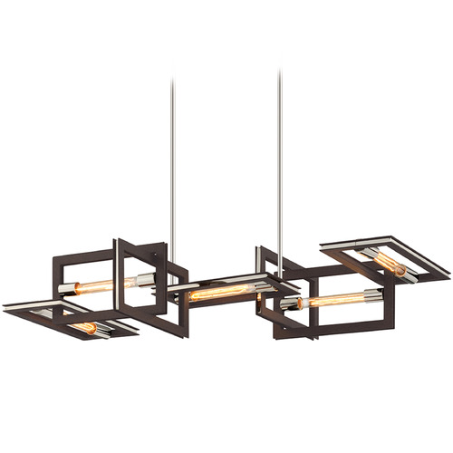 Troy Lighting Enigma Textured Bronze & Stainless Steel Island Light