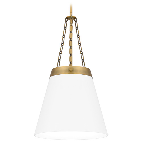 Quoizel Lighting Quoizel Piccolo Pendant Aged Brass Pendant Light with Conical Shade