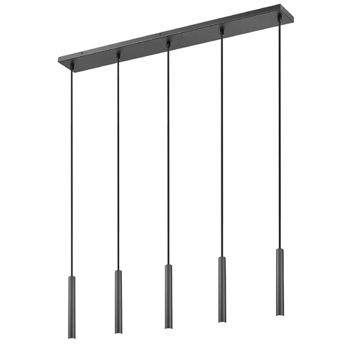 Z-Lite Forest Matte Black LED Multi-Light Pendant with Cylindrical Shade