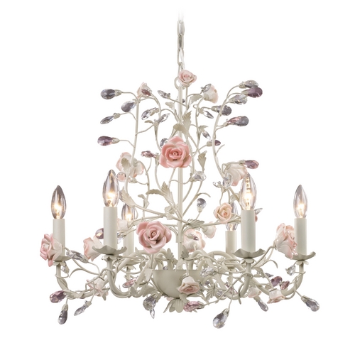 Elk Lighting Crystal Chandelier in Cream Finish 8092/6