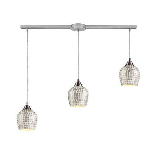 Elk Lighting Modern Multi-Light Pendant Light with Grey Glass and 3-Lights 528-3L-SLV