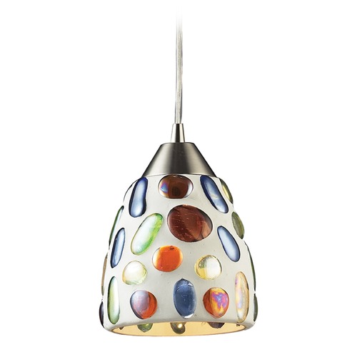 Elk Lighting Elk Lighting Gemstone Satin Nickel LED Mini-Pendant Light with Bowl / Dome Shade 542-1-LED