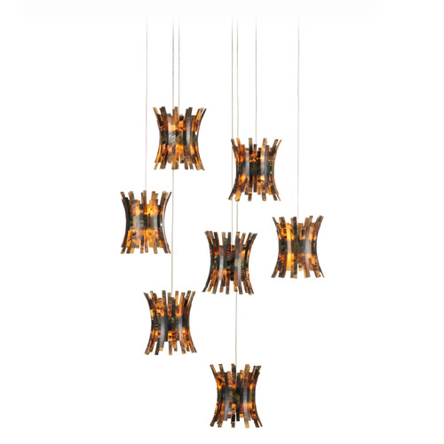 Currey and Company Alsop Silver Multi-Light Pendant with Bell Shade
