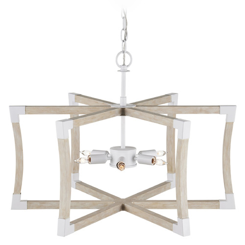 Currey and Company Bastian Sugar White & Sandstone Pendant Light