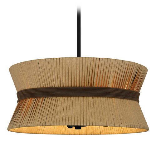 Quoizel Lighting Delynn Western Bronze Pendant Light with Drum Shade