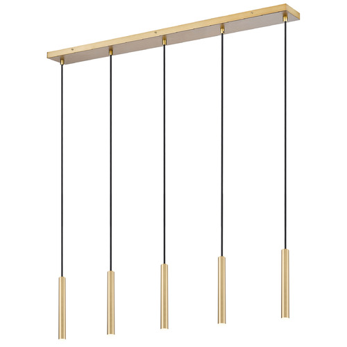 Z-Lite Forest Modern Gold LED Multi-Light Pendant with Cylindrical Shade