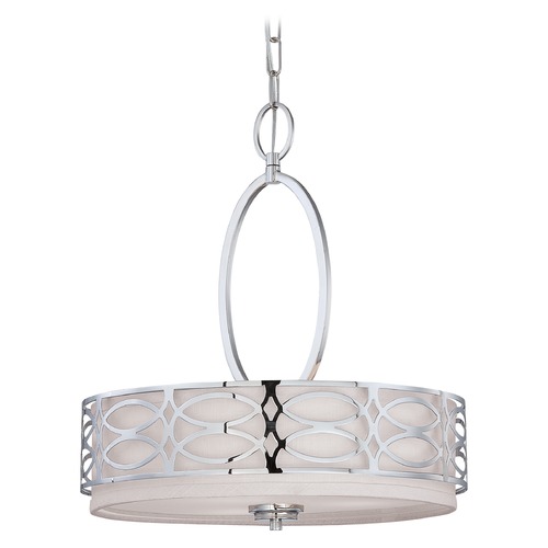 Nuvo Lighting Modern Drum Pendant Light with Grey Shade in Polished Nickel Finish 60/4620