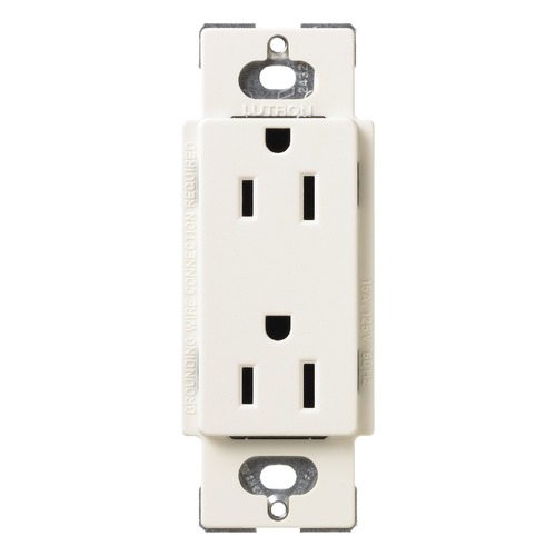 Lutron Dimmer Controls Designer Style Tamper Resistant Receptacle in Biscuit 15A SCRS-15-TR-BI