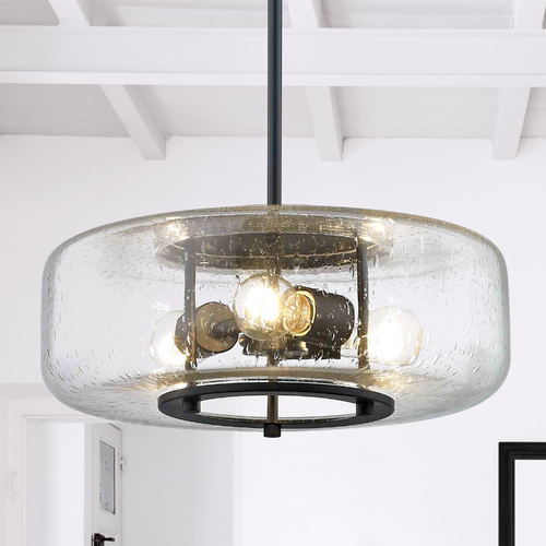 Design Classics Lighting Industrial Seeded Glass Pendant Light with 3 Lights Bronze Finish 1810-220