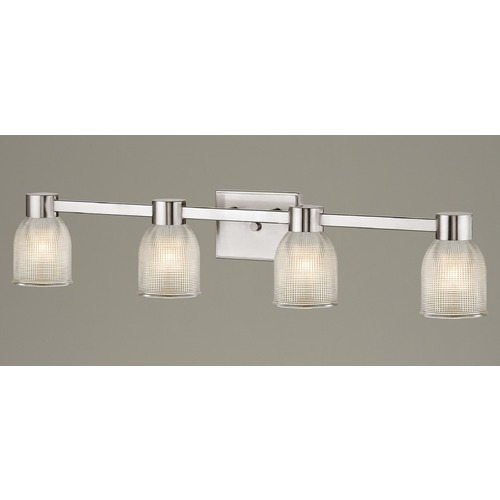 Design Classics Lighting 4-Light Prismatic Glass Bathroom Light Satin Nickel 2104-09 GL1058-FC