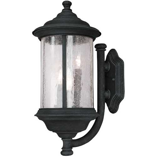 Seeded Glass Outdoor Wall Light Black 19-Inch Dolan Designs