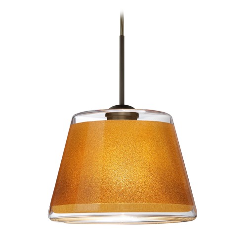 Besa Lighting Besa Lighting Pica Bronze Mini-Pendant Light with Empire Shade 1JT-PIC9GD-BR