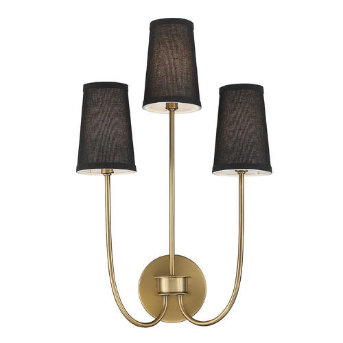 22.5-Inch High Triple Wall Sconce in Natural Brass by Meridian