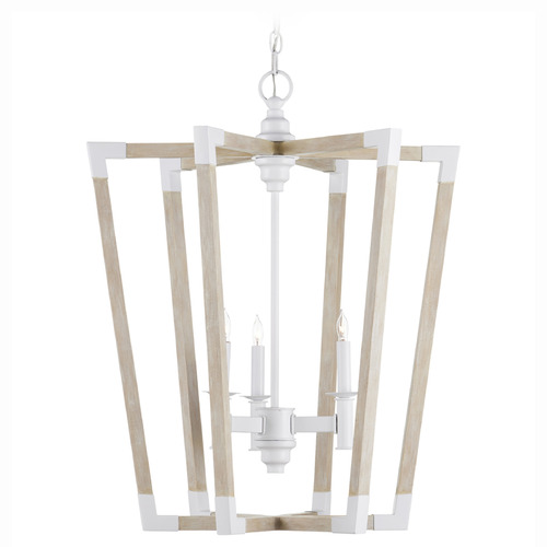 Currey and Company Bastian Sugar White & Sandstone Pendant Light