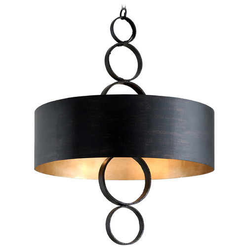 Troy Lighting Rivington Charred Copper Pendant Light with Drum Shade