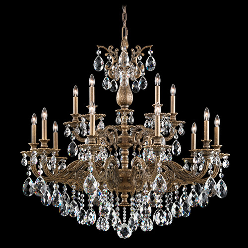 Schonbek Worldwide Lighting Milano Etruscan Gold Crystal Chandelier