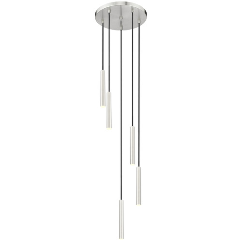Z-Lite Forest Brushed Nickel LED Multi-Light Pendant with Cylindrical Shade