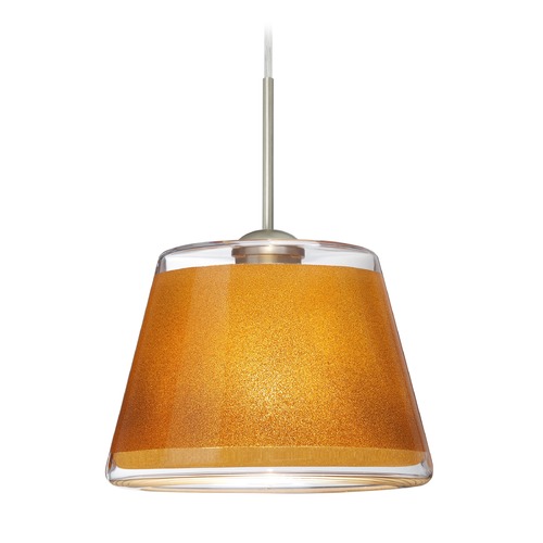 Besa Lighting Besa Lighting Pica Satin Nickel Mini-Pendant Light with Empire Shade 1JT-PIC9GD-SN