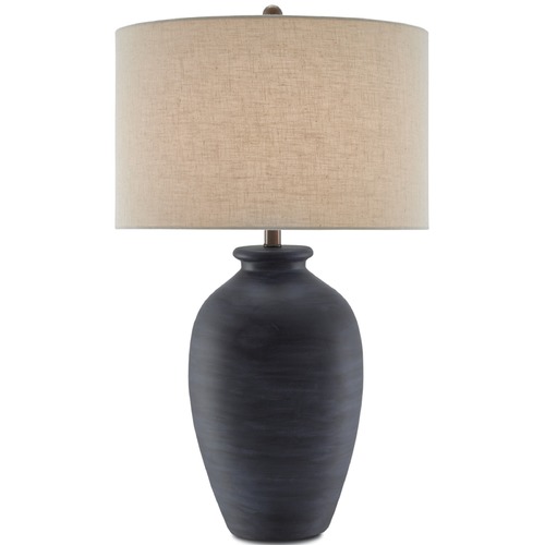 Currey and Company Lighting Currey and Company Cyanic Scarab Blue / Bronze Table Lamp with Drum Shade 6000-0196