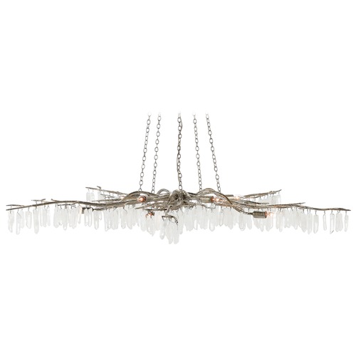 Forest Rock Crystal Chandelier in Textured Silver by Currey & Company