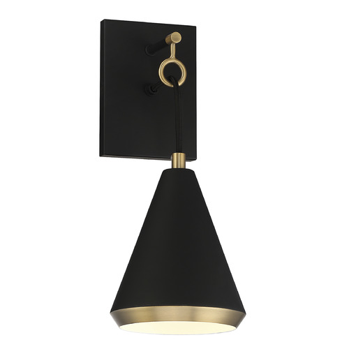 Meridian 17-Inch Wall Sconce in Matte Black & Natural Brass by Meridian M90066MBKNB