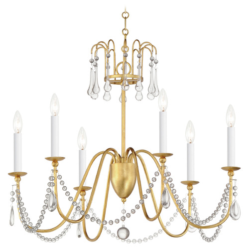Maxim Lighting Maxim Lighting Plumette Gold Leaf Chandelier 12166GL/CRY