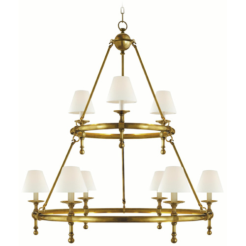 Visual Comfort Signature Collection Chapman & Myers Classic Hand-Rubbed Antique Brass Chandelier