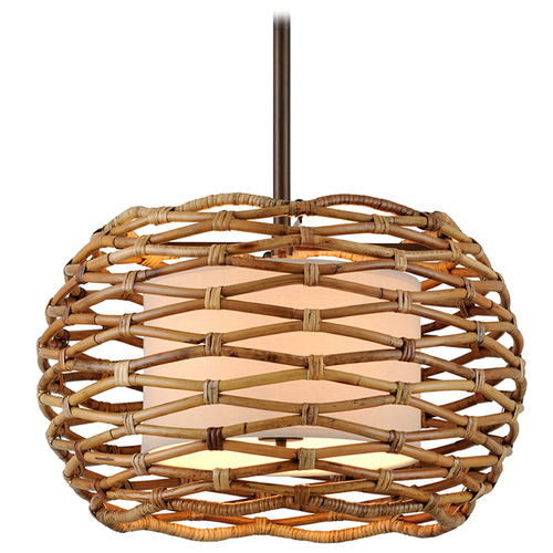 Troy Lighting Troy Lighting Balboa Textured Bronze Pendant Light with Drum Shade F6747-TBZ
